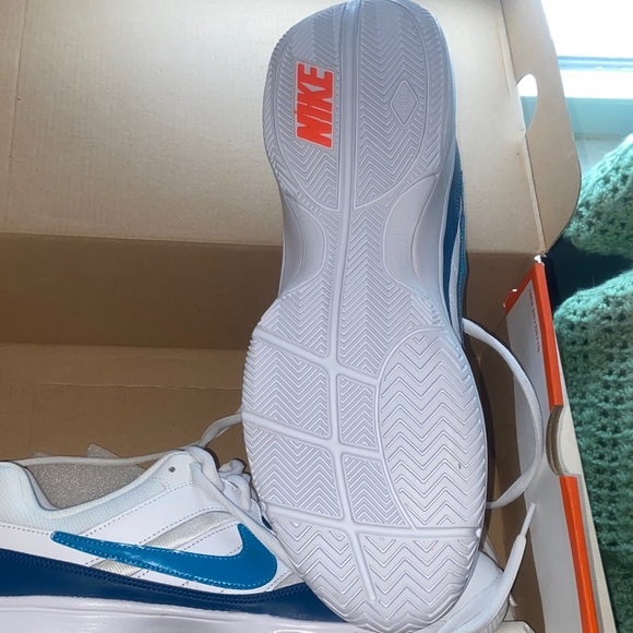 Nike Shoes - Nike Court Lite White and Neo Turquoise Blue Force Sneakers 845021 105